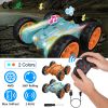 Kid Driving Rc Stunt Car 7 Color Strip Light Dynamic Music Swing Arm Double-Sided   Rolling Remote Control Car Off Road 2.4Ghz 4Wd Rechargeable Racing