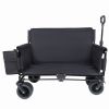 3-In-1 Folding Wagon Cart With Bench Seat, Patent Protection- Includes 1 Ice Pack, 500Lbs Heavy-Duty Utility Wagon, 180L Capacity All-Terrain Wheels F