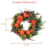 17.71In Autumn Wreath With Pumpkin Mixed Leaves Berries Flowers Fall Decoration For Indoor Outdoor Window Wall Front Door In Halloween Thanks Giving D
