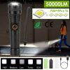 Tactical Led Flashlight Zoomable Rechargeable Search Light Torch 50000Lm W/ 5Modes Sos Night Light For Night Walking Adventures