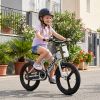 18 Inch Kids Bike With Training Wheels, Children\'S Bicycle With Magnesium Alloy Wheels, Dual U-Brakes, Adjustable Quick-Release Seat, Water Bottle &