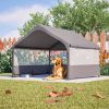 4\'X4\'X3\' Extra Large Outdoor Dog House Tent Breathable Outdoor Enclosure With 3-Sided Roll-Up Mesh Windows Ground Stakes Storage Bag For Dogs, Cats