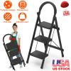 3-Step Foldable Ladder With Wide Anti-Slip Pedal Safety Locking Design Soft Handgrip Portable Lightweight Folding Step Stool 330Lbs Load Capacity For