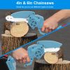 Electric Mini Chainsaw Portable Handheld Cordless Small Chain Saw Battery Powered With 2Pcs 2200Mah Rechargeable Batteries 4In/6In Chains For Pruning