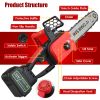 12Inch Electric Cordless Chainsaw With 2Pcs 21V 3.0Ah Battery And Charger Brushless Battery Operated Handheld Chainsaw With Auto Oiler Safety Switch F