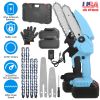Electric Mini Chainsaw Portable Handheld Cordless Small Chain Saw Battery Powered With 2Pcs 2200Mah Rechargeable Batteries 4In/6In Chains For Pruning