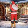 7Ft Inflatable Hanging Santa Christmas Decoration With Warm White Led Lights Built-In Fan Outdoor Blow Up Christmas Yard Decor For Lawn Garden Roof Ea