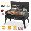 17.32X10.63X2.56In Portable Charcoal Grill Foldable Bbq Suitcase Grill Shelf For Outdoor Camping Picnics Garden Grilling