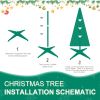 6Ft Red Pre-Lit Pop-Up Christmas Tree With 150 Warm White Led Ribbons Bow Flowers Snowflakes Pine Cones Red Ornaments Collapsible Artificial Christmas