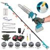 2-In-1 Cordless Pole Saw And Mini Chainsaw With Extension Pole 21V Battery 8” Electric Brushless Pole Chainsaw With Auto Oiler Safety Switch 6.4Lbs Li