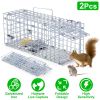 2Pcs Foldable Rat Trap Cage Humane Live Rodent Trap Cage Galvanized Iron Mice Mouse Control Bait Catch With Detachable L Shaped Rod For Kitchen Garden