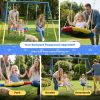 Swing Set For Backyard, 330Lbs Swing Set With Heavy-Duty A-Frame Metal Outdoor Swing Stand, 1 Saucer Swing Seat & 1 Belt Swings Seat