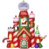 10Ft Inflatable Candy Castle Christmas Decoration With Warm White Led Lights Colorful Light Built-In Fans 10 Ground Stakes & 5 Tether Ropes Outdoor Ya