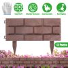 12Pcs Stone Fence Edging Panels, Imitation Stone Pp Garden Border With Rotatable Connectors, Easy Snap Assembly Adjustable Angle For Garden Yard Lawn
