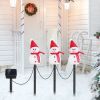 1Pc Solar Powered Lamp 3 Snowmen Outdoor Decorative Christmas Lamp Garden Stake Light Ip55 Waterproof Santa Landscape Light Warm White Led Lighting Pa