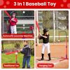 3-In-1 Baseball Toy Set For 3-5Years Old Kids And Toddlers Includes Tee Ball Stand Hanging Tee Automatic Ball Launcher With Adjustable Height For Indo