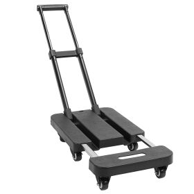 Folding Hand Truck Collapsible 165Lbs Heavy Duty Luggage Cart Foldable Utility Dolly Platform Cart With 3-Length Telescopic Handle 6 Wheels 1 Elastic
