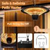 1500W Outdoor Hanging Patio Heater Ultra-Quiet Electric Heating Lamp Ip23 Waterproof 2 Heating Levels Overheating Protection Ceiling Mounted Outdoor H