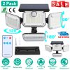 2 Pack Solar Powered Wall Lights Ip44 Waterproof Motion Sensor Lights With 4 Adjustable Heads 333Pcs Led Beads 120° Sensing Angle Remote Control For Y