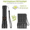 Tactical Led Flashlight Zoomable Rechargeable Search Light Torch 50000Lm W/ 5Modes Sos Night Light For Night Walking Adventures