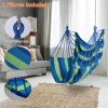 440Lbs Hammock Hanging Chair Canvas Porch Patio Swing Seat Portable Camping Rope Seat W/ 2Pillows