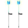 2Pcs Solar Powered Tulip Garden Light Wind Mill Waterproof Landscape Stake Lamp Decorative Lawn Lights For Yard Driveway Walkway Patio