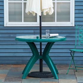 36.25" Dia Round Plastic Patio Table with Umbrella Hole, Outdoor Bistro Dining Table, for Bar, Garden, Backyard, Poolside, Yard, Green