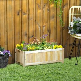 Foldable Raised Garden Bed, Wooden Planter Box, Herb Garden Planter with Drainage Holes, for Backyard