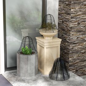 6 Pack Garden Cloches for Plants, 16" x 13" Metal Crop Cage, Plant Cages to Keep Animals Out, Black