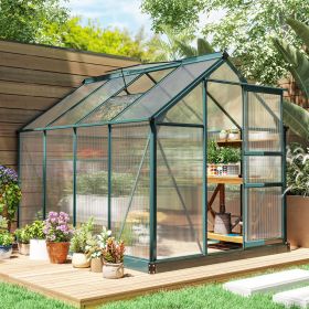 6x8 Greenhouse Polycarbonate Heavy Duty Patio Backyard, Dark Green