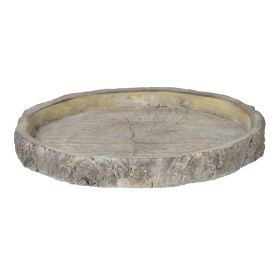 Decorative Round Shape Cemented Log Plate, Gray