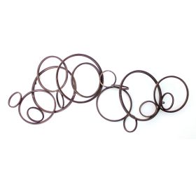 Industrial Style Metal Wall Decor with Multiple Circles, Bronze