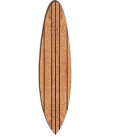 Contemporary Wooden Surfboard Wall Art with Block Stripe Print, Brown
