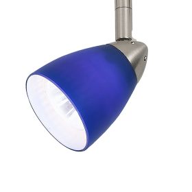 Hand Blown Glass Shade Adjustable Track Light Head with Metal Frame, Blue