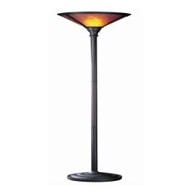 3 Way Metal Body Torchiere Lamp with Conical Mica Shade, Bronze