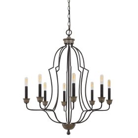 60 X 8 Watt Metal Chandelier with Tubular Frame, Textured Bronze