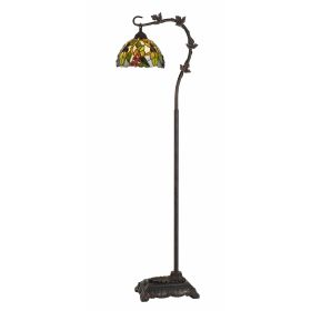 Downbridge Metal Tiffany Floor Lamp with Leaf Accents, Multicolor