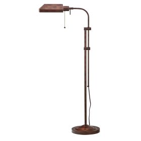 Metal Rectangular Floor Lamp with Adjustable Pole, Bronze