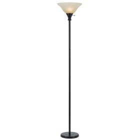 Metal Round 3 Way Torchiere Lamp with Frosted Shade, Dark Bronze and Gold
