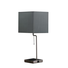 Table Lamp with Wireless Charging and Square Shade, Silver