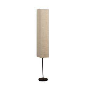 Floor Lamp with Linear Metal Base and Column Shade, Black