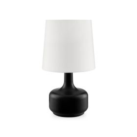 Table Lamp with Teardrop Metal Base and Fabric Shade, Black