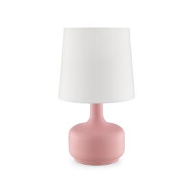 Table Lamp with Teardrop Metal Base and Fabric Shade, Pink