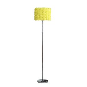 Finn 63 Inch Glamorous Floor Lamp, Rose Accent Shade, 100W, Yellow, Silver