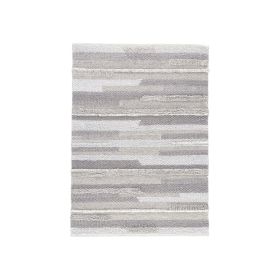 Ella 5 x 7 Modern Area Rug, Simple Abstract Design, Soft Fabric, Stone Gray
