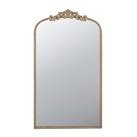 Kea 42 Inch Large Wall Mirror, Gold Curved Metal Frame, Baroque Design