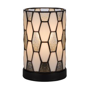 Eli 9 Inch Accent Lamp, Hand Painted Cylinder Tiffany Style Shade, Bronze
