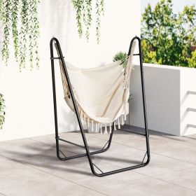 Hammock Chair with U Shape Stand, Hammock Swing Chair with A Side Pocket, Cream White