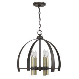 Metal Chandelier with 4 Candelabra Holders, Black and Gold