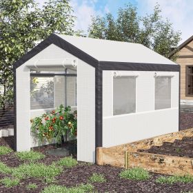 10' x 7' x 7' Greenhouse, Walk-in Outdoor Tunnel Green House with PE Cover, Steel Frame, White